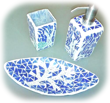 set bagno mosaico blu
