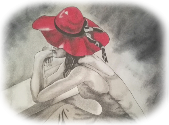 la donna col cappello rosso